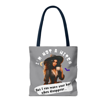 Bad Vibes Be Gone! Gray & White Tote Bag