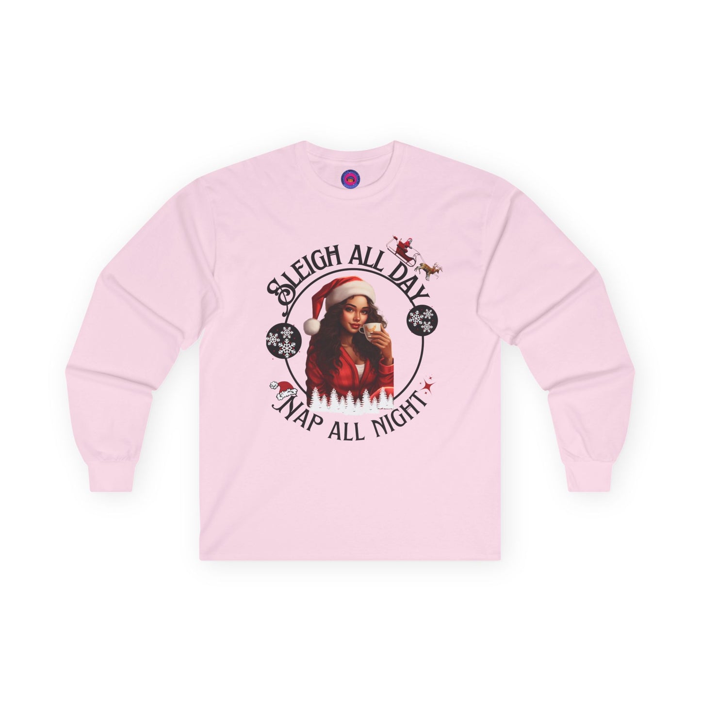 Sleigh All Day Nap All Night Funny Long Sleeve Christmas Shirt for Women