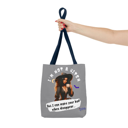 Bad Vibes Be Gone! Gray & White Tote Bag