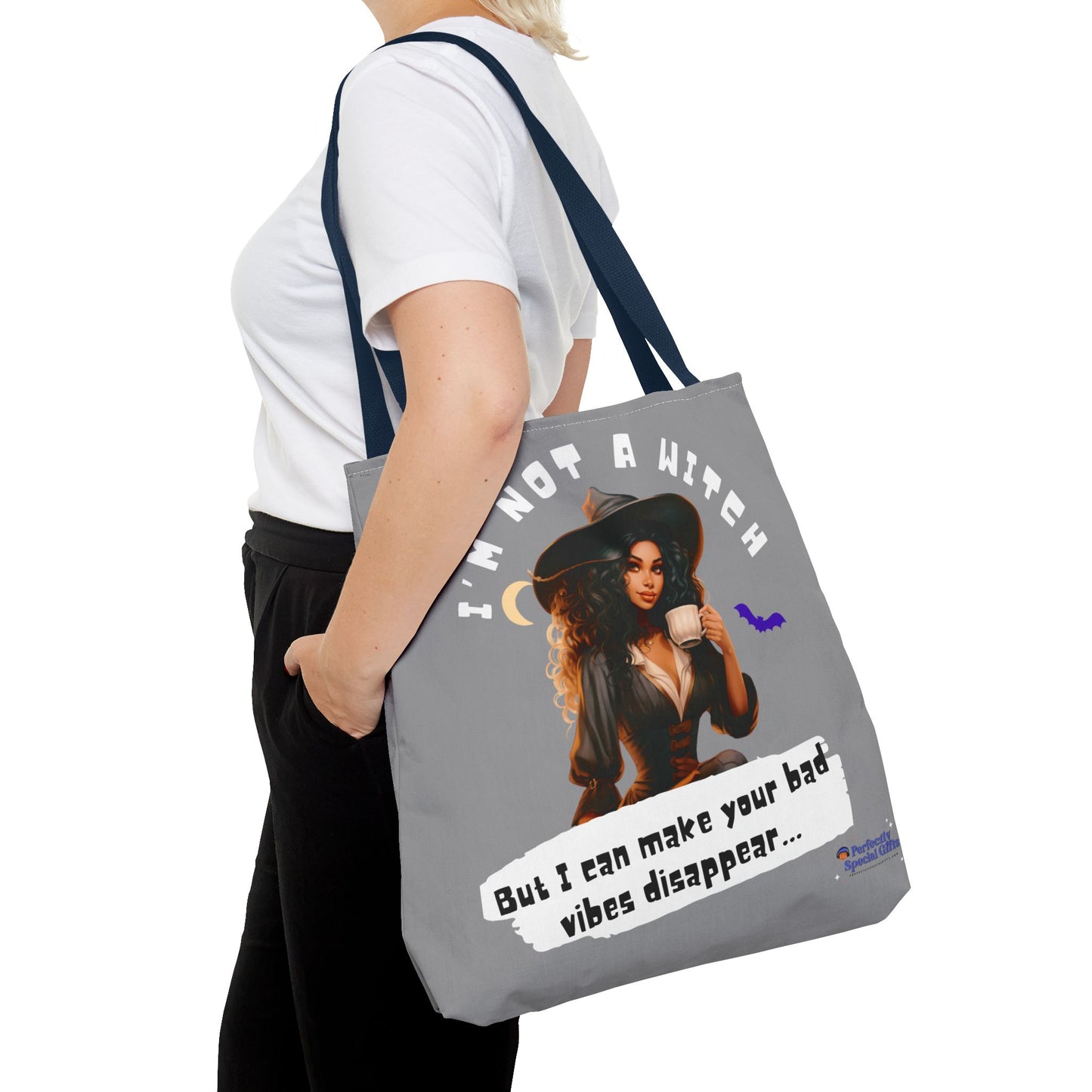 Bad Vibes Be Gone! Gray & White Tote Bag