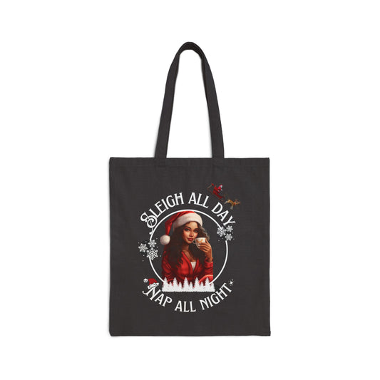 Sleigh All Day Nap All Night Funny Holiday Tote Bag for Moms & Caregivers