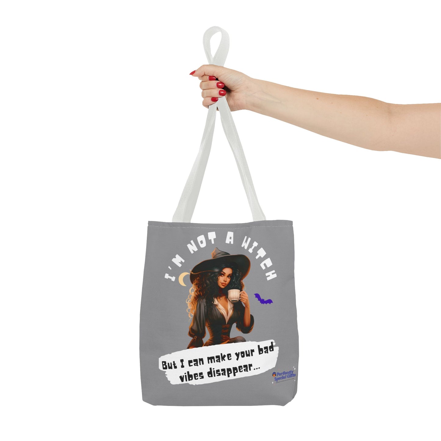 Bad Vibes Be Gone! Gray & White Tote Bag
