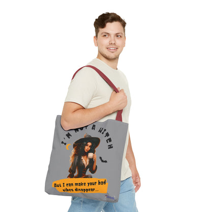Bad Vibes Be Gone! Gray & Orange Tote Bag