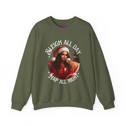 Sleigh All Day, Nap All Night Funny Christmas Sweatshirt for Moms & Caregivers
