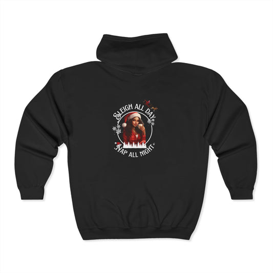 "Sleigh All Day, Nap All Night" Unisex Heavy Blend™ Full Zip Hooded Sweatshirt