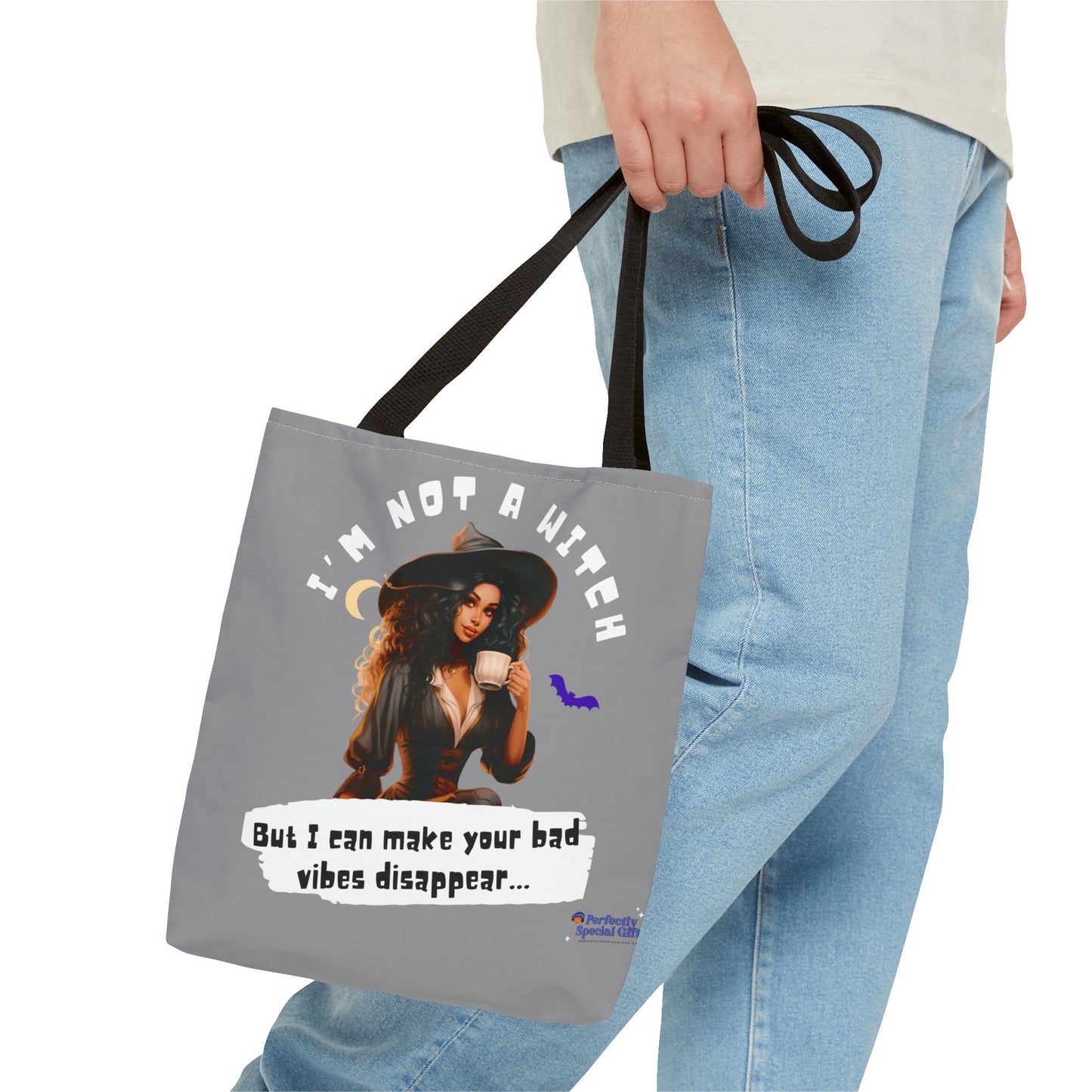 Bad Vibes Be Gone! Gray & White Tote Bag