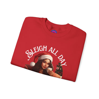 Sleigh All Day, Nap All Night Funny Christmas Sweatshirt for Moms & Caregivers