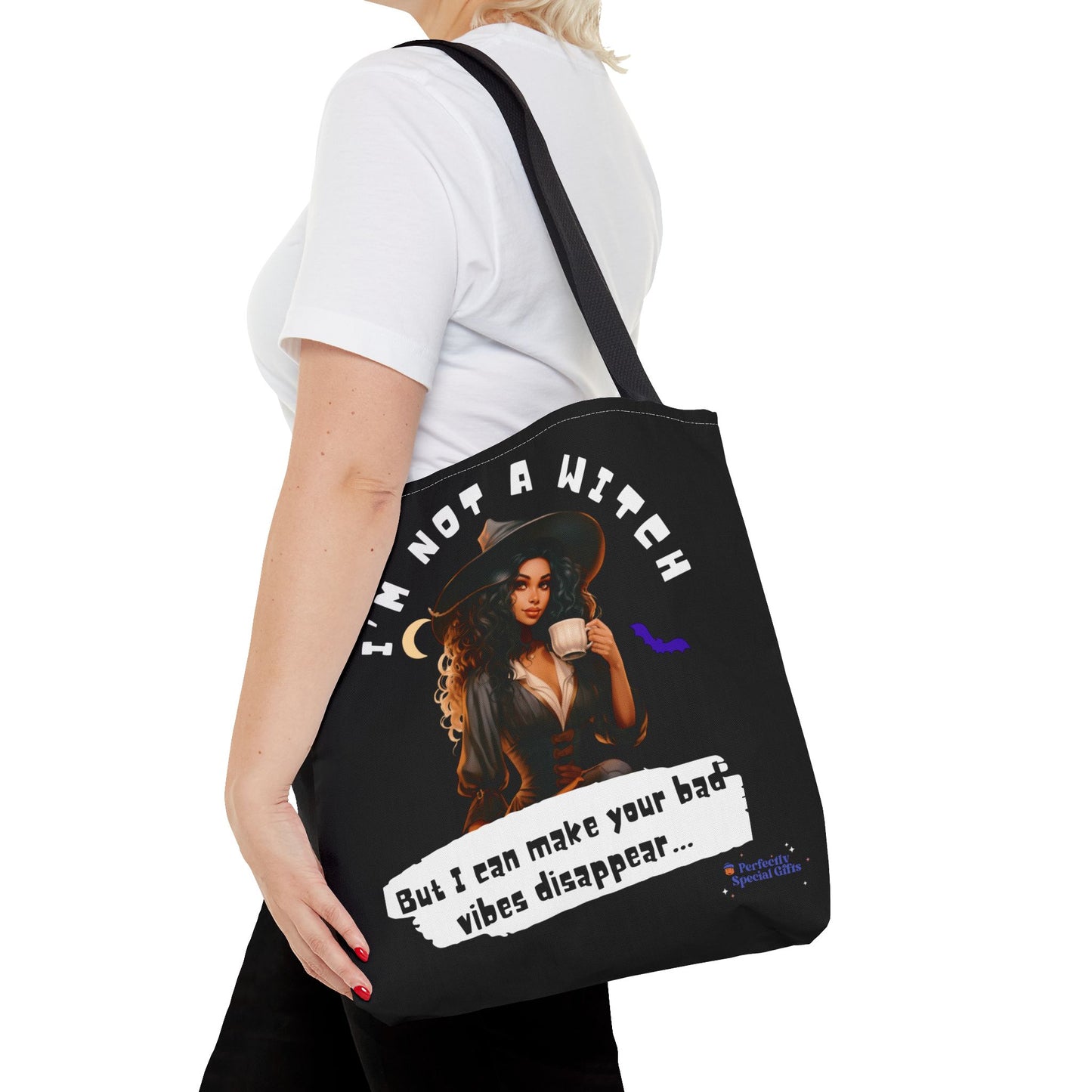 Bad Vibes Be Gone! Black Tote Bag
