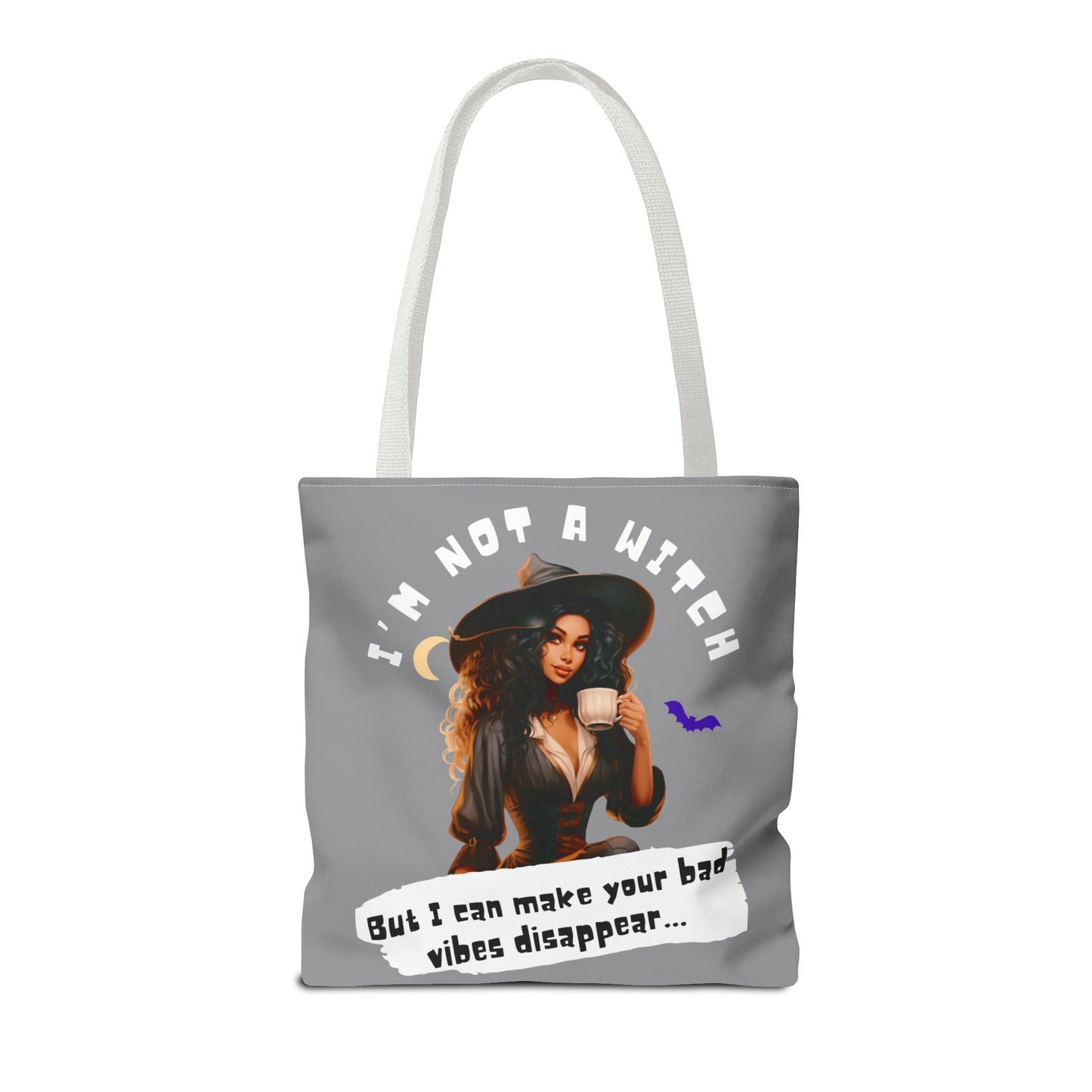 Bad Vibes Be Gone! Gray & White Tote Bag