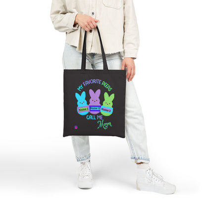 "My Favorite Peeps Call Me Mom" Personalized Cotton Canvas Tote Bag