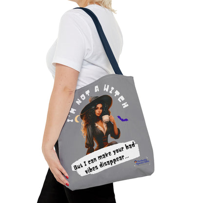 Bad Vibes Be Gone! Gray & White Tote Bag