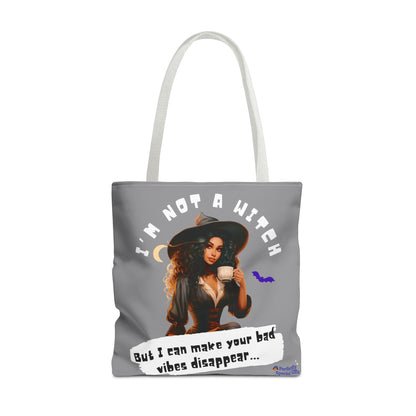 Bad Vibes Be Gone! Gray & White Tote Bag