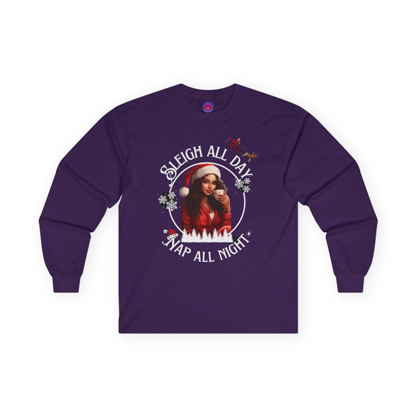 Sleigh All Day Nap All Night Funny Long Sleeve Christmas Shirt for Women