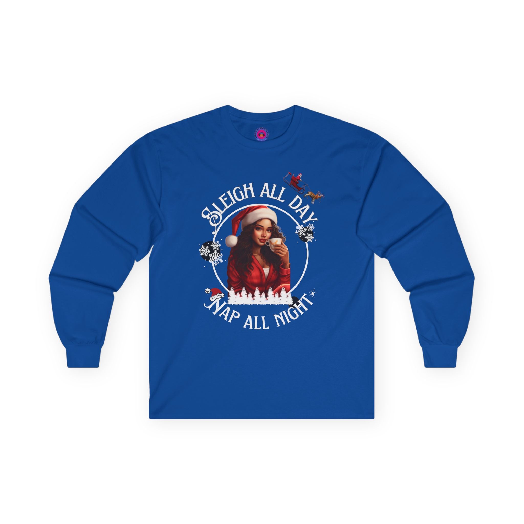 Sleigh All Day Nap All Night Funny Long Sleeve Christmas Shirt for Women