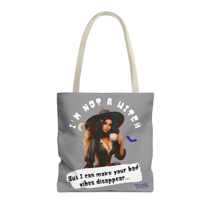 Bad Vibes Be Gone! Gray & White Tote Bag