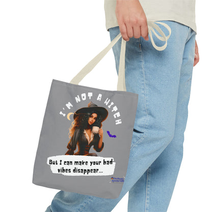 Bad Vibes Be Gone! Gray & White Tote Bag