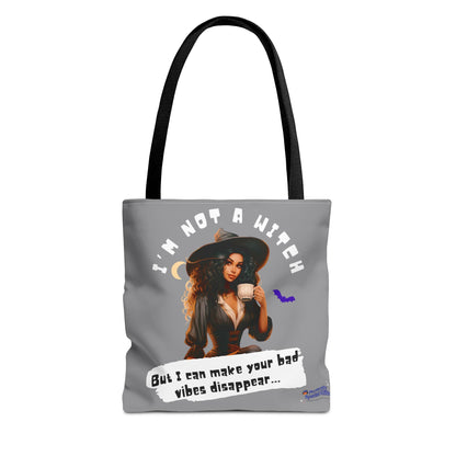 Bad Vibes Be Gone! Gray & White Tote Bag