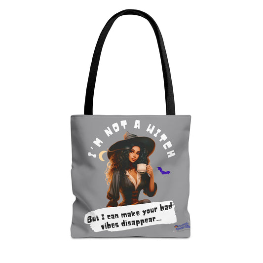 Bad Vibes Be Gone! Gray & White Tote Bag