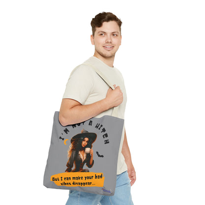 Bad Vibes Be Gone! Gray & Orange Tote Bag