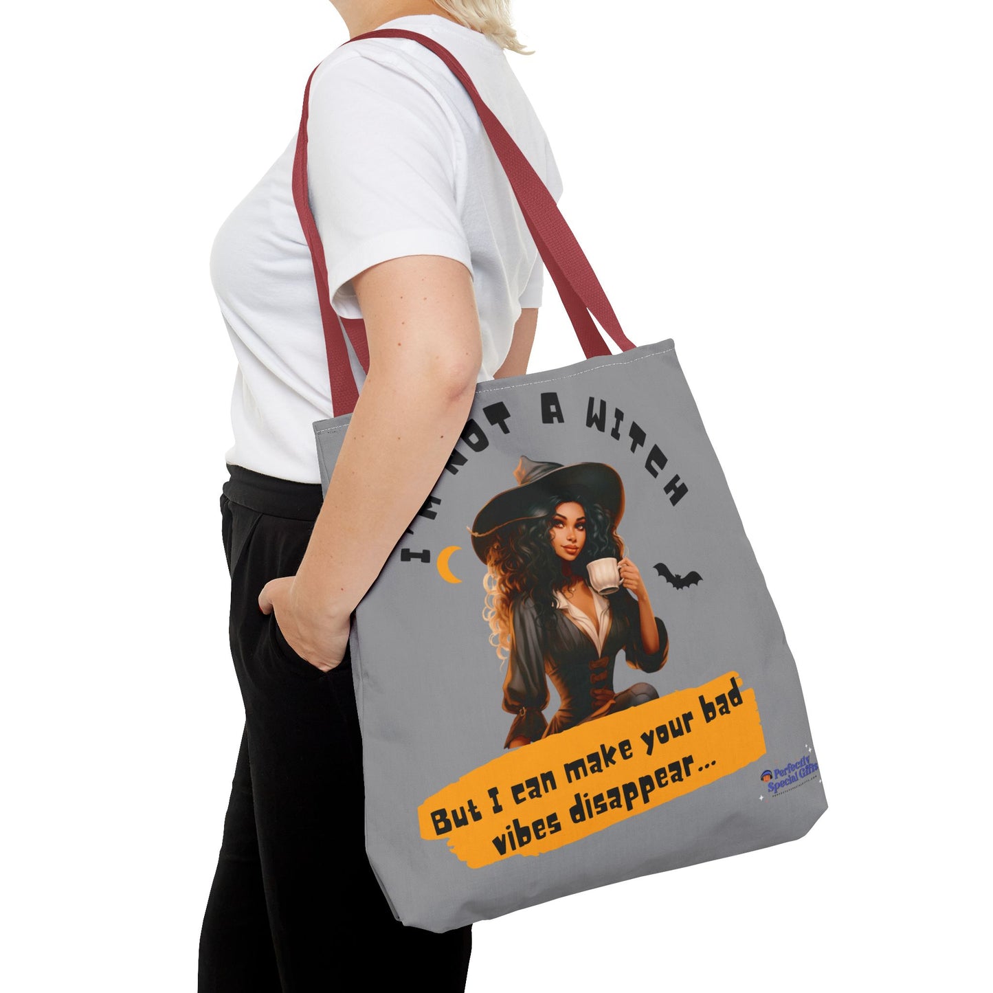 Bad Vibes Be Gone! Gray & Orange Tote Bag
