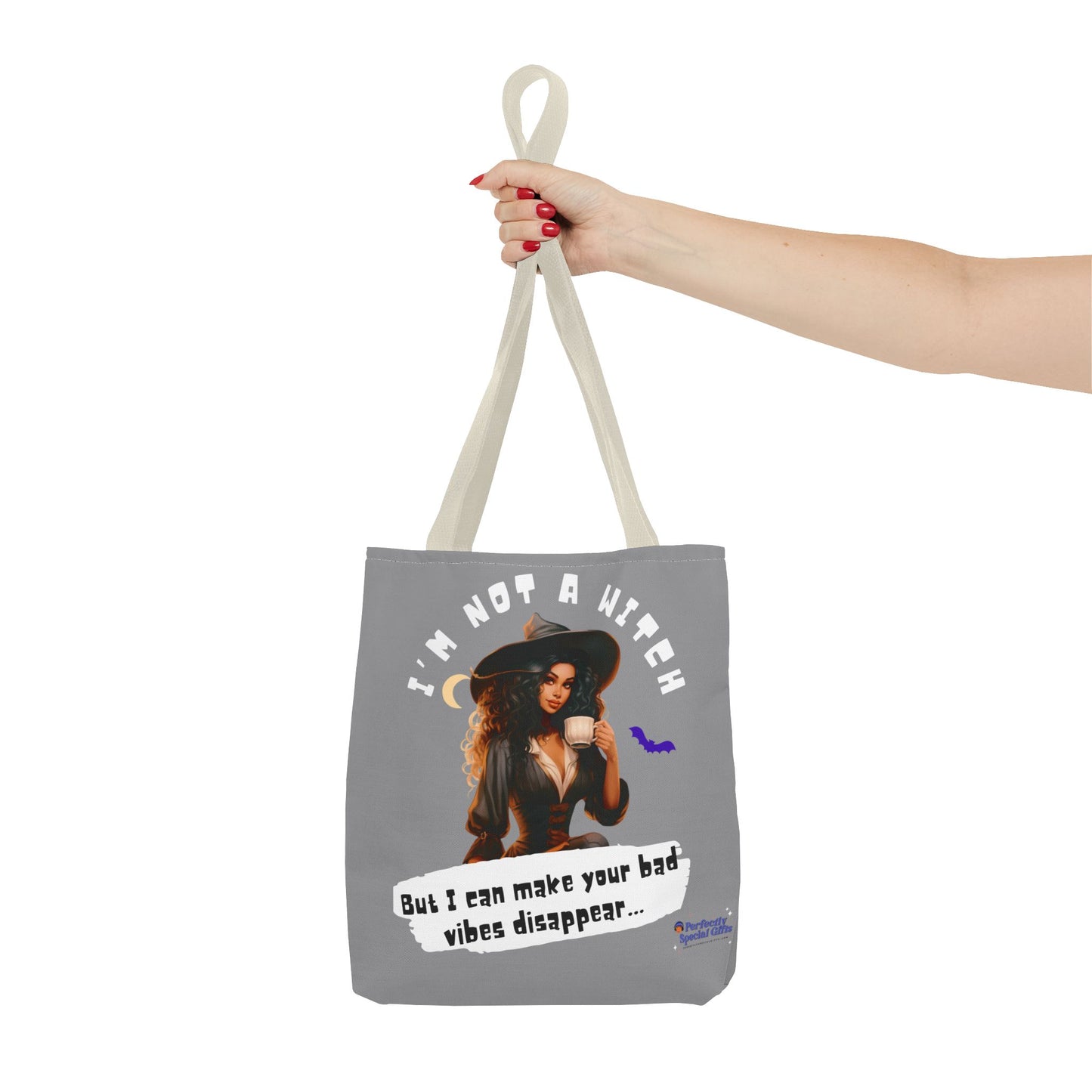 Bad Vibes Be Gone! Gray & White Tote Bag