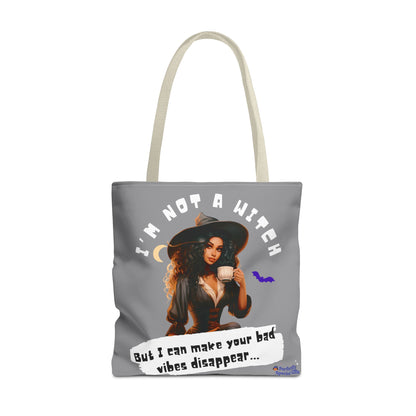 Bad Vibes Be Gone! Gray & White Tote Bag