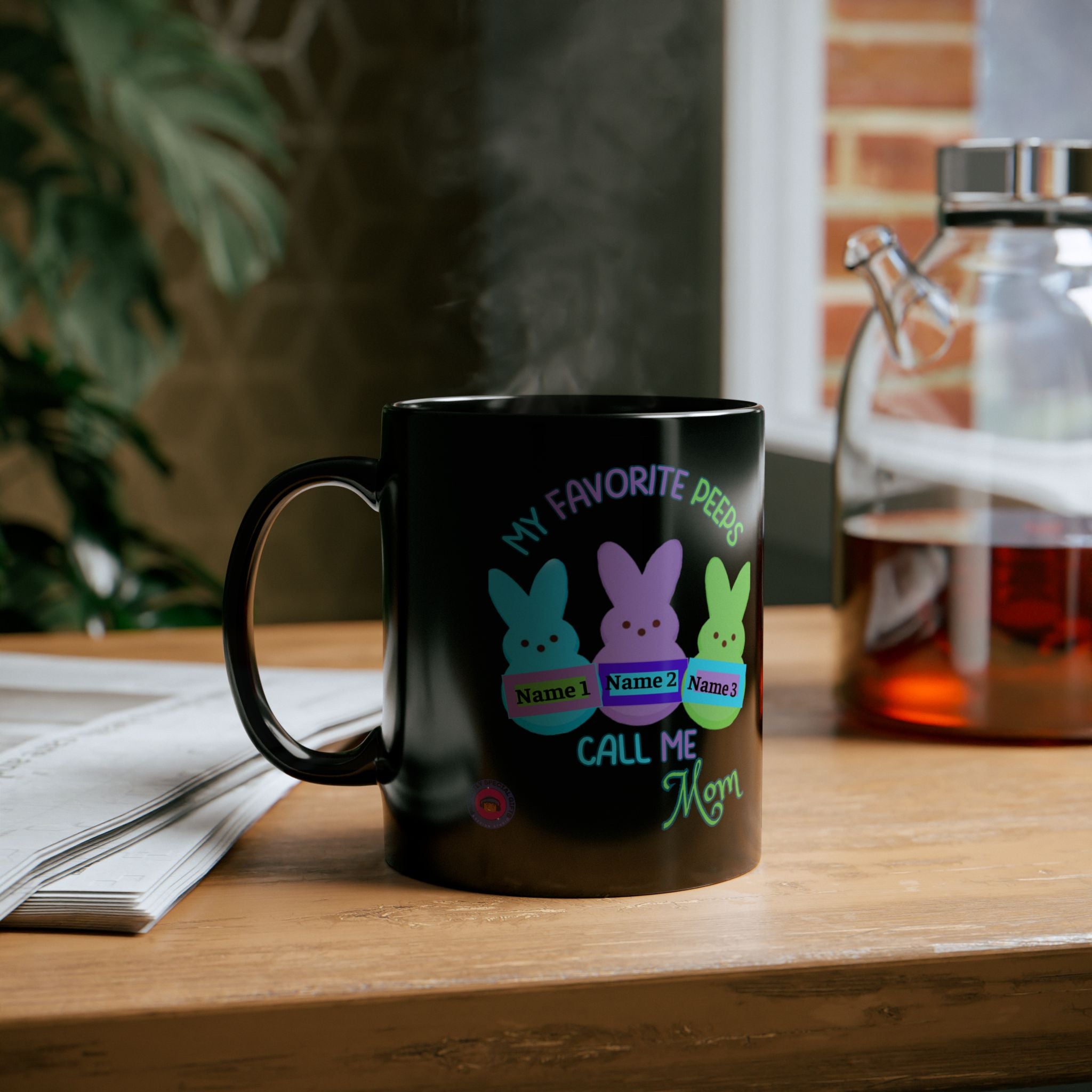 Easter Mug – My Favorite Peeps Call Me Mom | Personalized 11oz, 15oz Black Mug